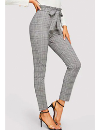 SHEIN Paperbag Waist Plaid Cigarette Pants SHEIN Paperbag Waist Plaid Cigarette Pants