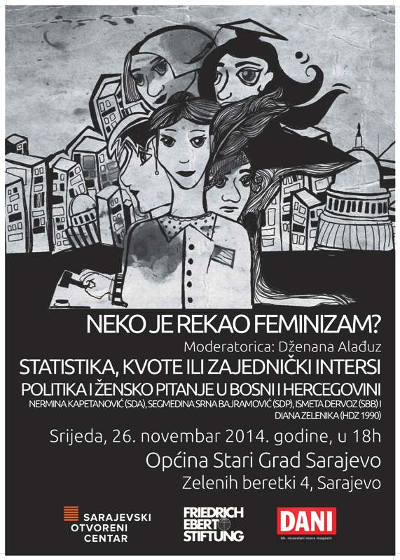 Announcement of a
lecture: Statistics, quotas or common interest: politics and women’s issue in Bosnian and Herzegovina