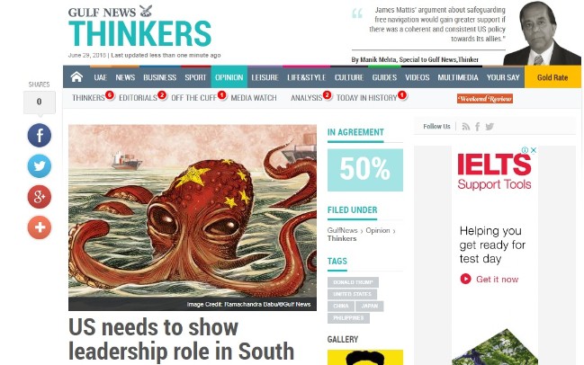 Báo chí Vùng Vịnh kêu gọi Mỹ hành động khi Trung Quốc bá quyền tại Biển Đông - Ảnh 1. Báo chí Vùng Vịnh kêu gọi Mỹ hành động khi Trung Quốc bá quyền tại Biển Đông - Ảnh 1.