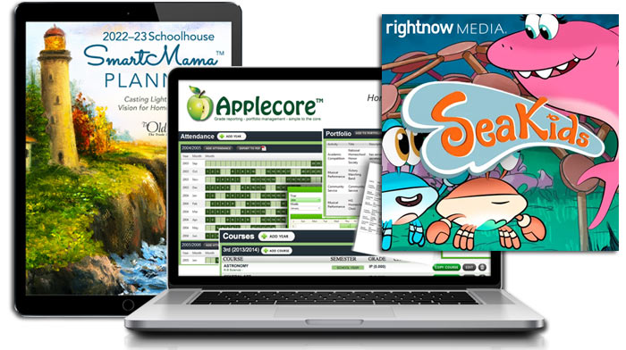 SchoolhouseTeachers.com gives your children access to dozens of resources and courses such as the SmartMama™ Planner, Applecore recordkeeping system, RightNow Media video library, and more.