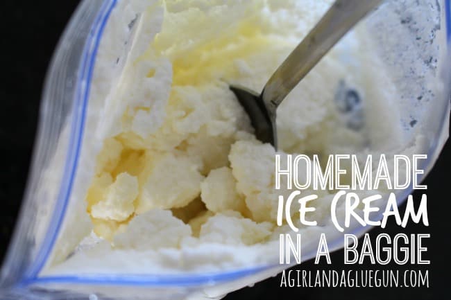 homemade ice cream in a baggie