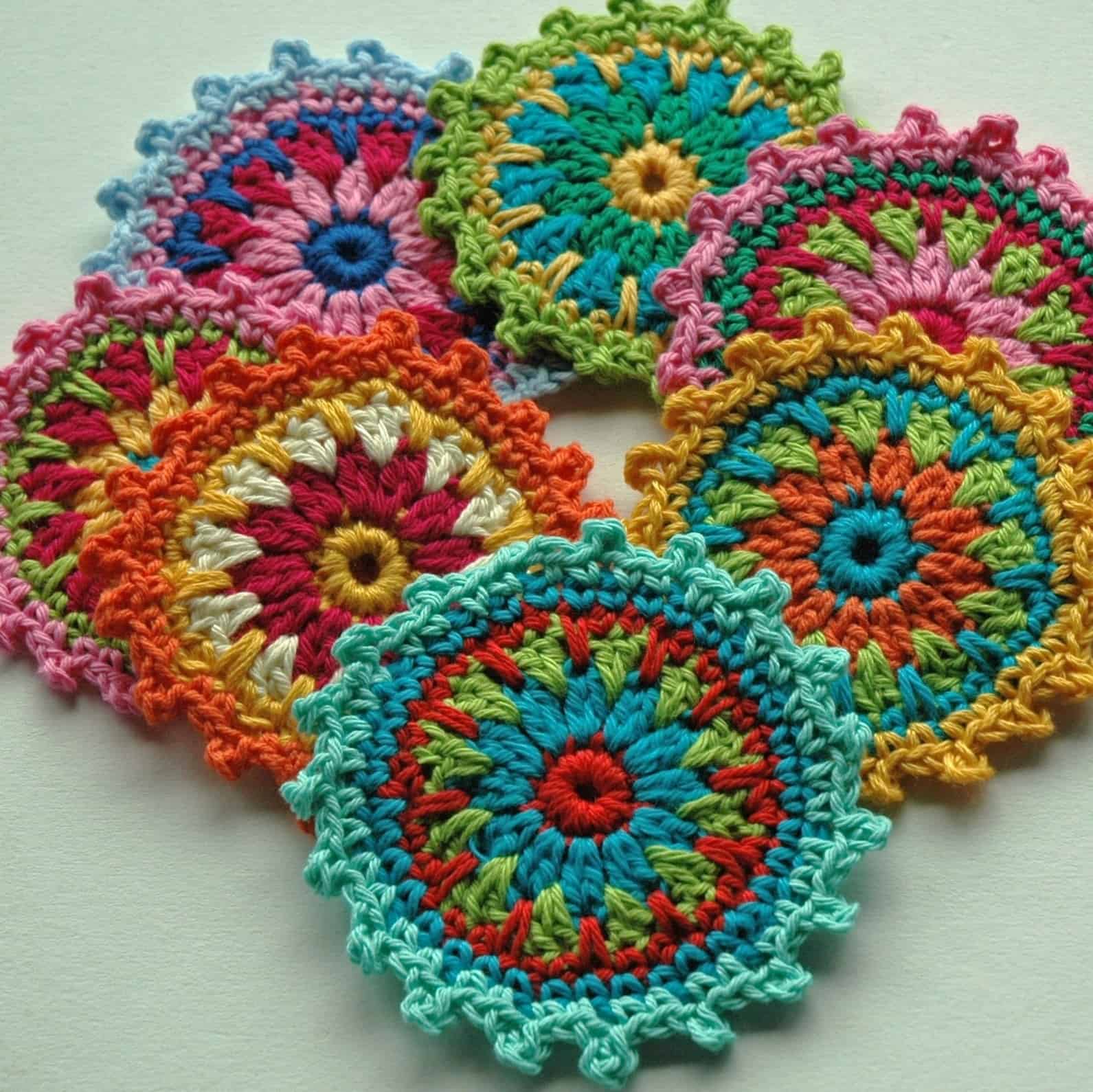 crochet flower coaster free pattern