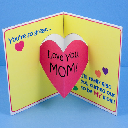 Mother's Day card with heart pop-up