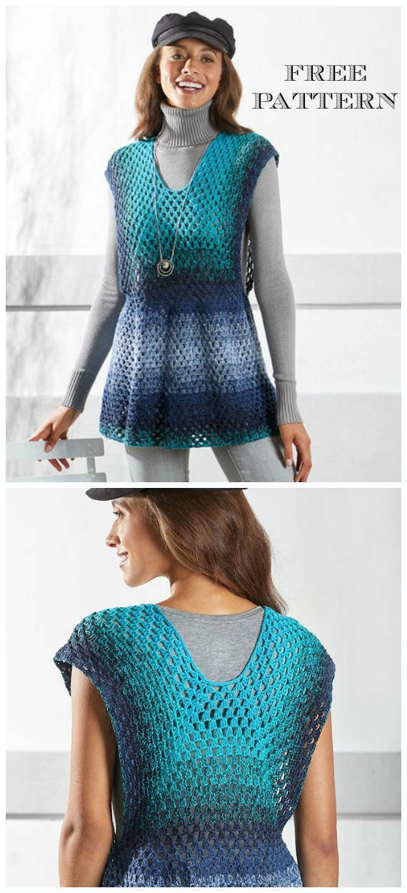 Not-So-Granny Tunic Dress Crochet Free Pattern - Women Summer #Dress; Free Crochet Patterns