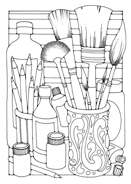 adult coloring pages - brushes