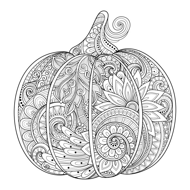 12 Fall Coloring Pages for Adults - Pumpkin