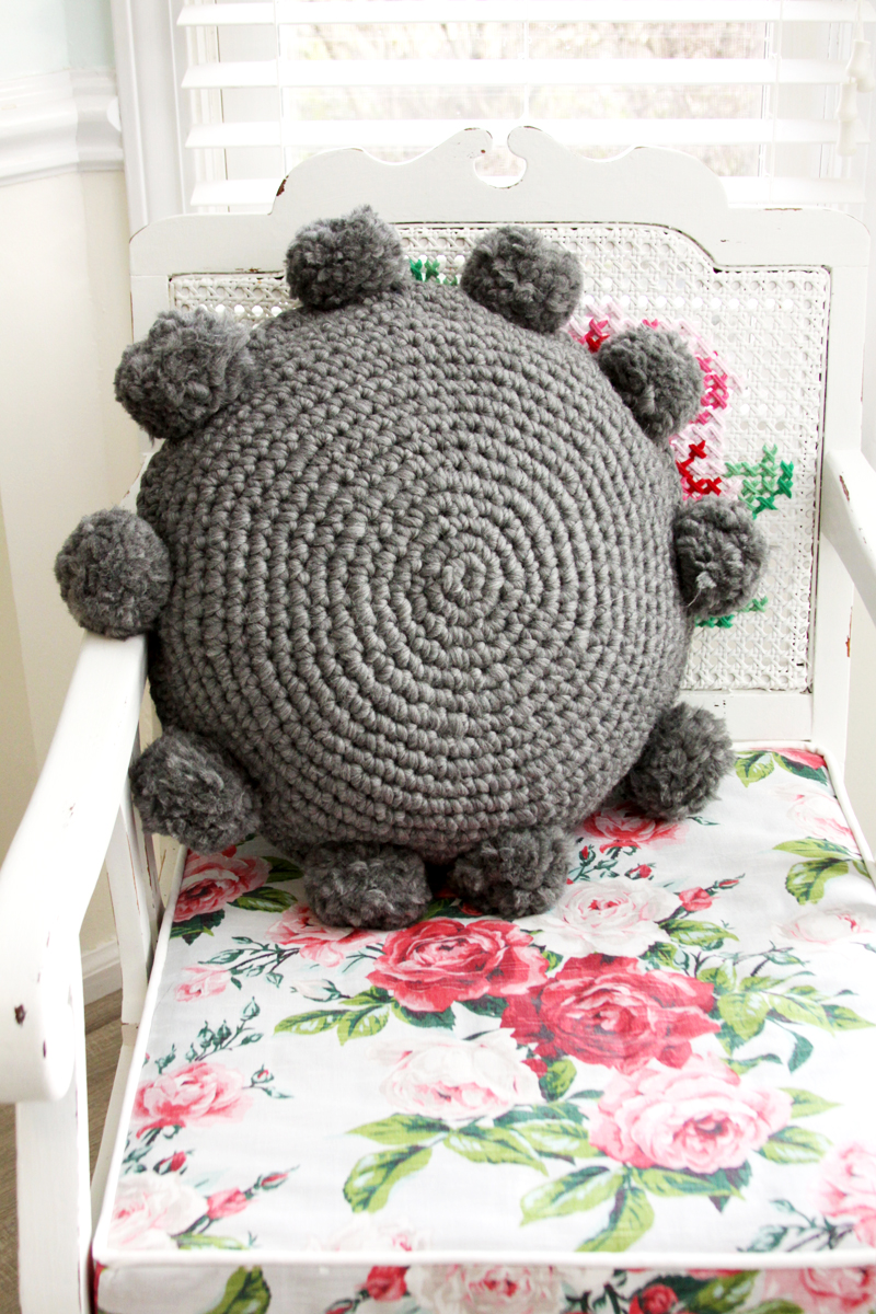 Pom Pom Crochet Pillow
