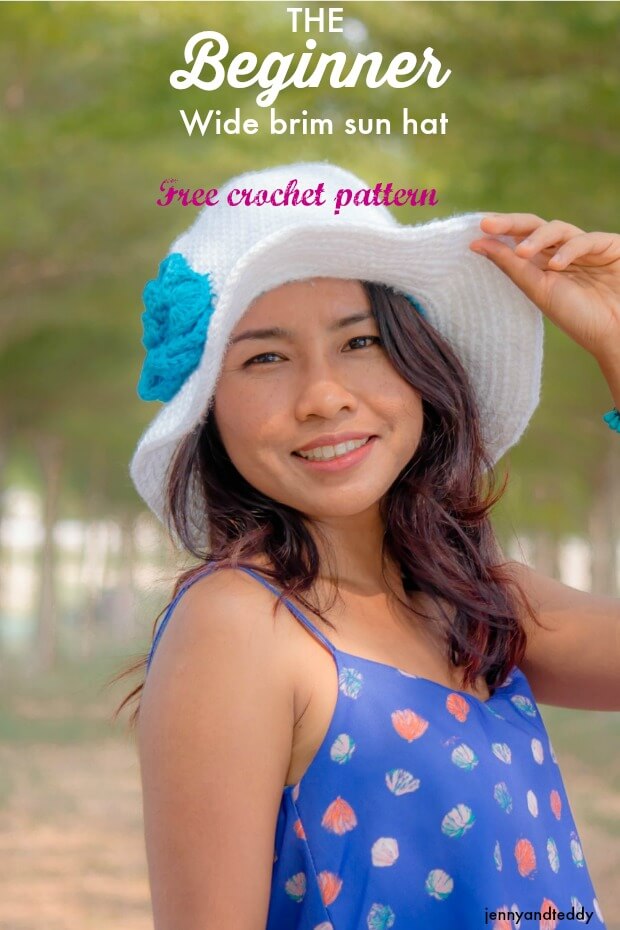 The beginner wide brim sun hat free crochet patterns by jennyandteddy