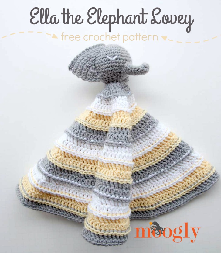 Ella the Elephant Lovey - free crochet pattern on Mooglyblog.com!