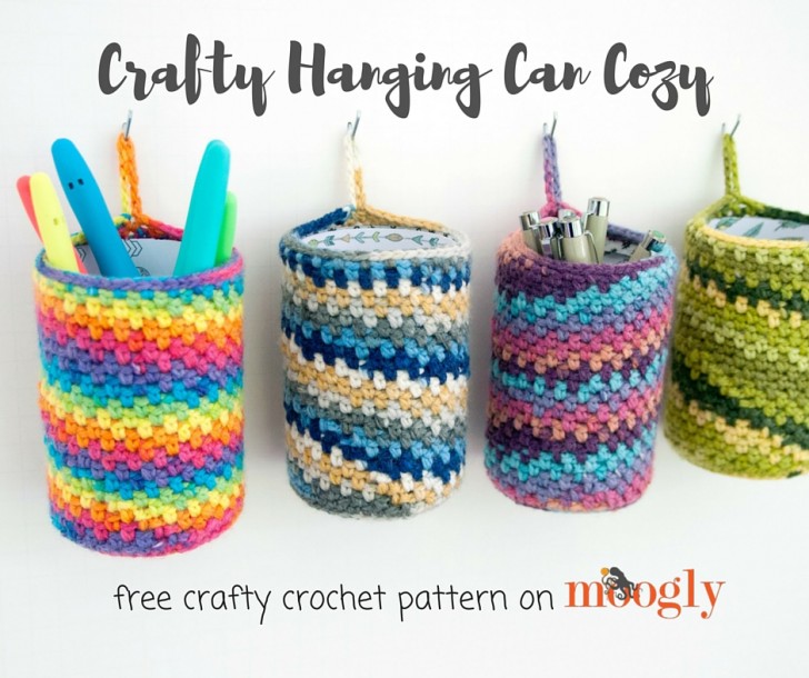 Crafty Hanging Can Cozy - free crafty crochet pattern on Mooglyblog.com!