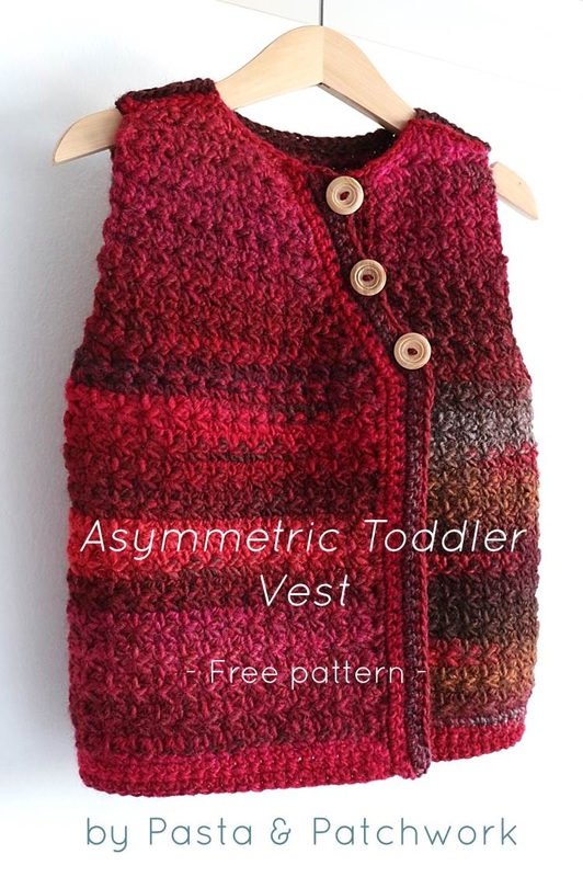 Asymmetric Toddler Vest | Free pattern by Pasta & Patchwork