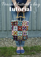 Peacock butterfly, crochet bag. The tutorial by Happy in Red