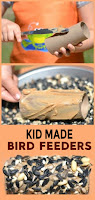 Make bird feeders using cardboard tubes and peanut butter!  These kid made bird feeders are the perfect craft for spring! #birdfeeders #birds #birdfeedersdiy #birdfeedersforkidstomake #birdfeedercraft #birdfeedershomemade #kidmadebirdfeeders #springcraftsforkids