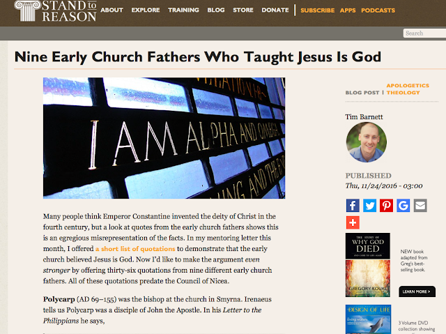 https://www.str.org/blog/nine-early-church-fathers-who-taught-jesus-god#.WtX1NK3MygR WHO Were, And ARE The FALSE P