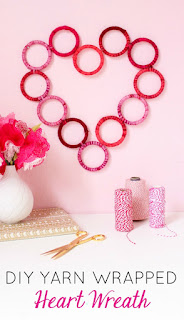 Make this yarn-wrapped heart wreath for under $10. Perfect for a Valentine's Day gift idea!