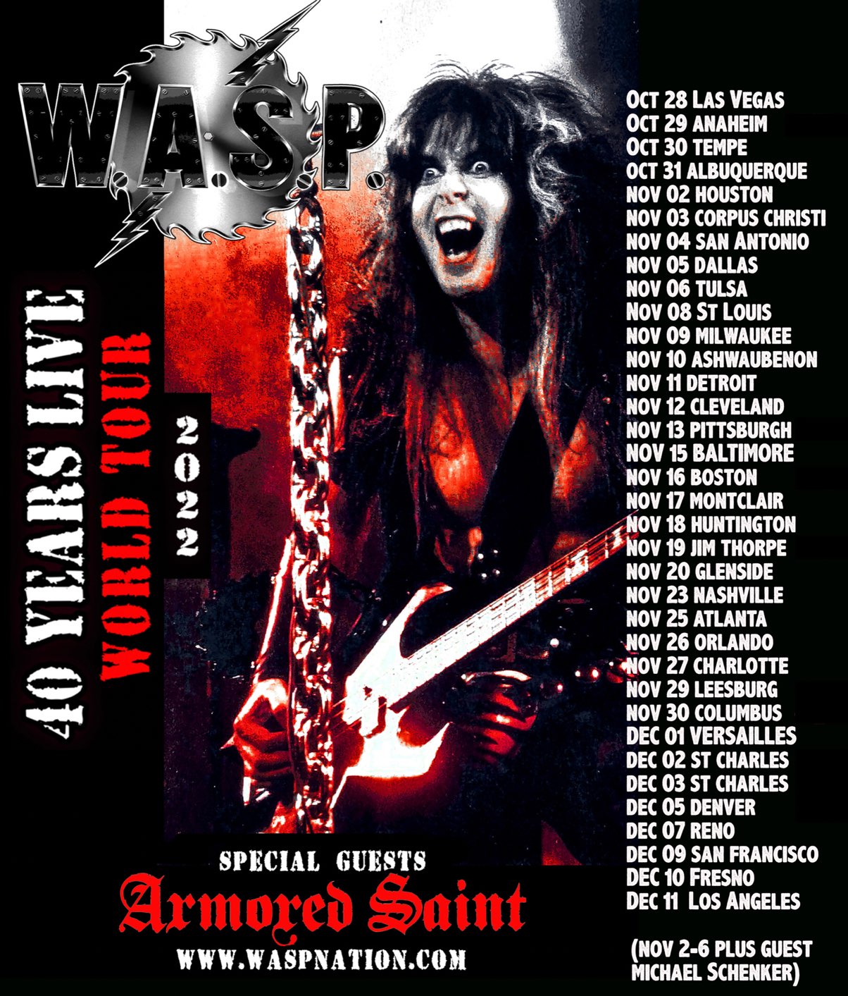 W.A.S.P. Announces VIP Meet and Greet Packages for the Upcoming U.S. Leg of the 40 Years Live World Tour