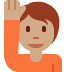 Happy person raising one hand (medium skin tone) ����