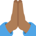 Person with folded hands (medium dark skin tone) ����