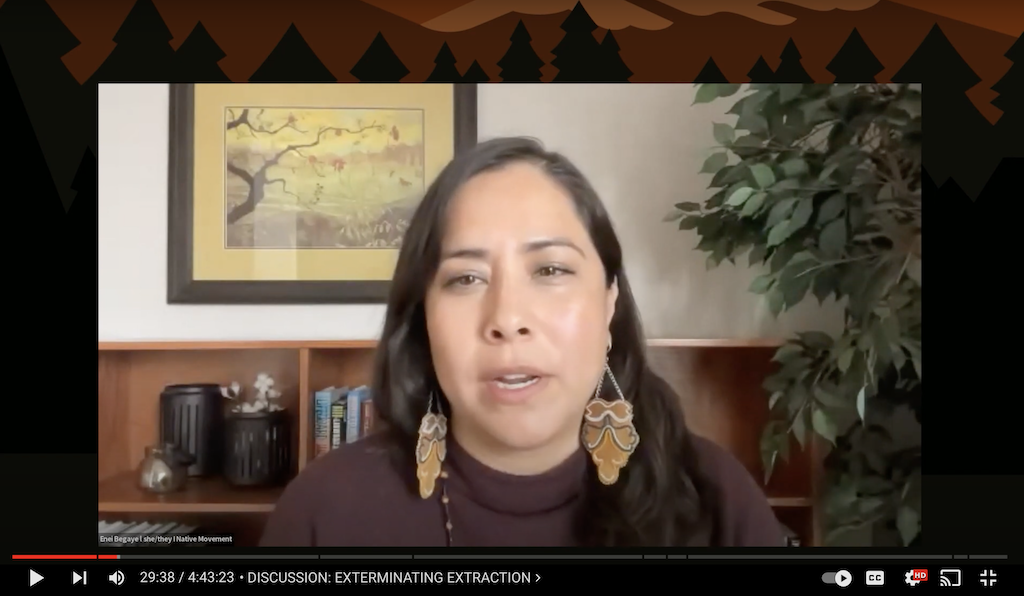 Native Movement Executive Director Enei Begaye (Diné) speaks on the “Exterminating Extraction” roundtable discussion at “Unfence the Future”, April 2023. 