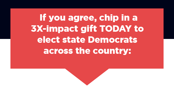 If you agree: Chip in a 3x-impact gift TODAY to elect state Democrats across the country >>