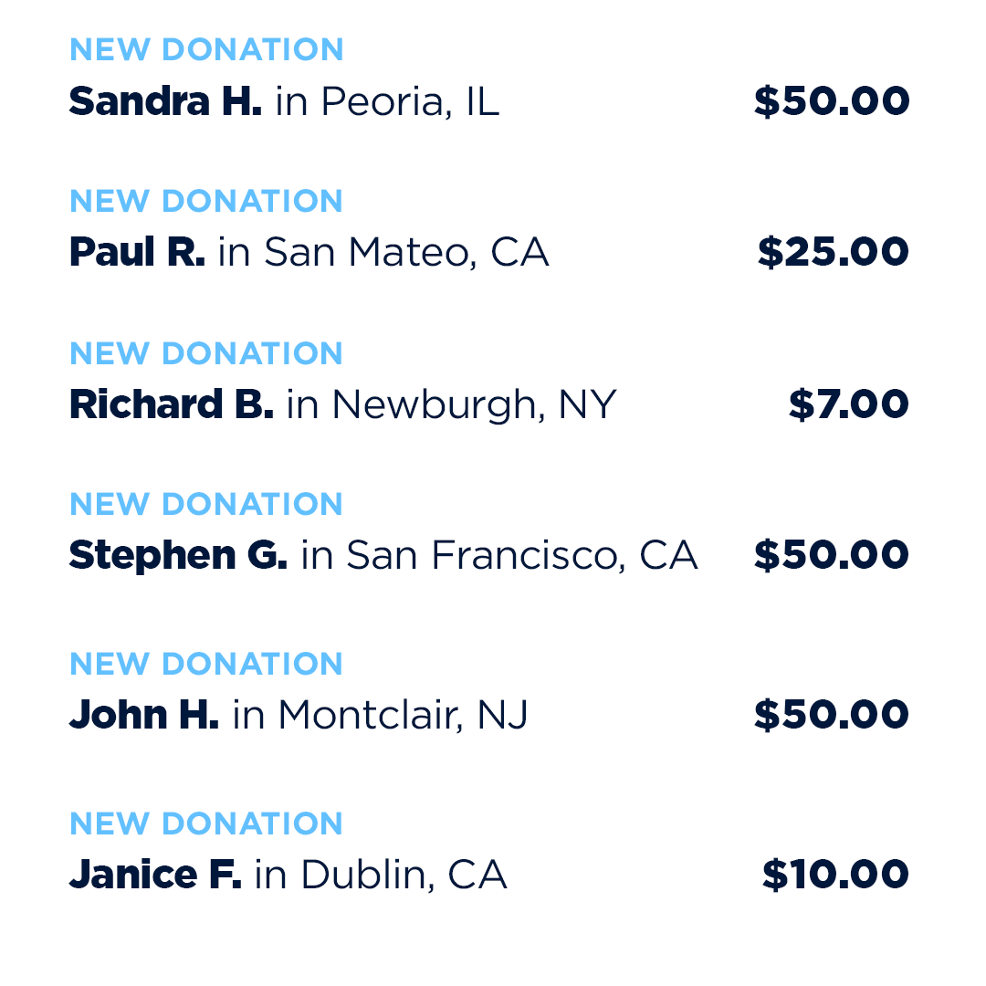 Look at these donations come in! Look at these donations come in!