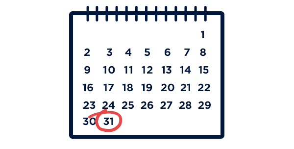 Calendar with July 31th circled Calendar with June 30th circled