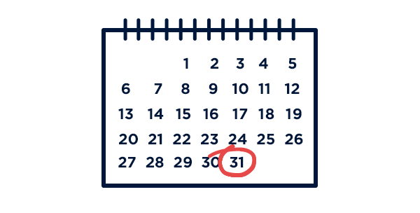 Calendar with August 31th circled Calendar with August 31st circled