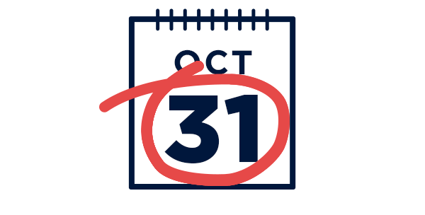 Calendar with October 31st circled Calendar with October 31st circled