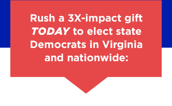 Rush a 3X-impact gift TODAY to elect state Dems in Virginia and nationwide