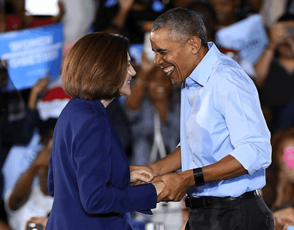 Obama congratulating Catherine on her Senate victory