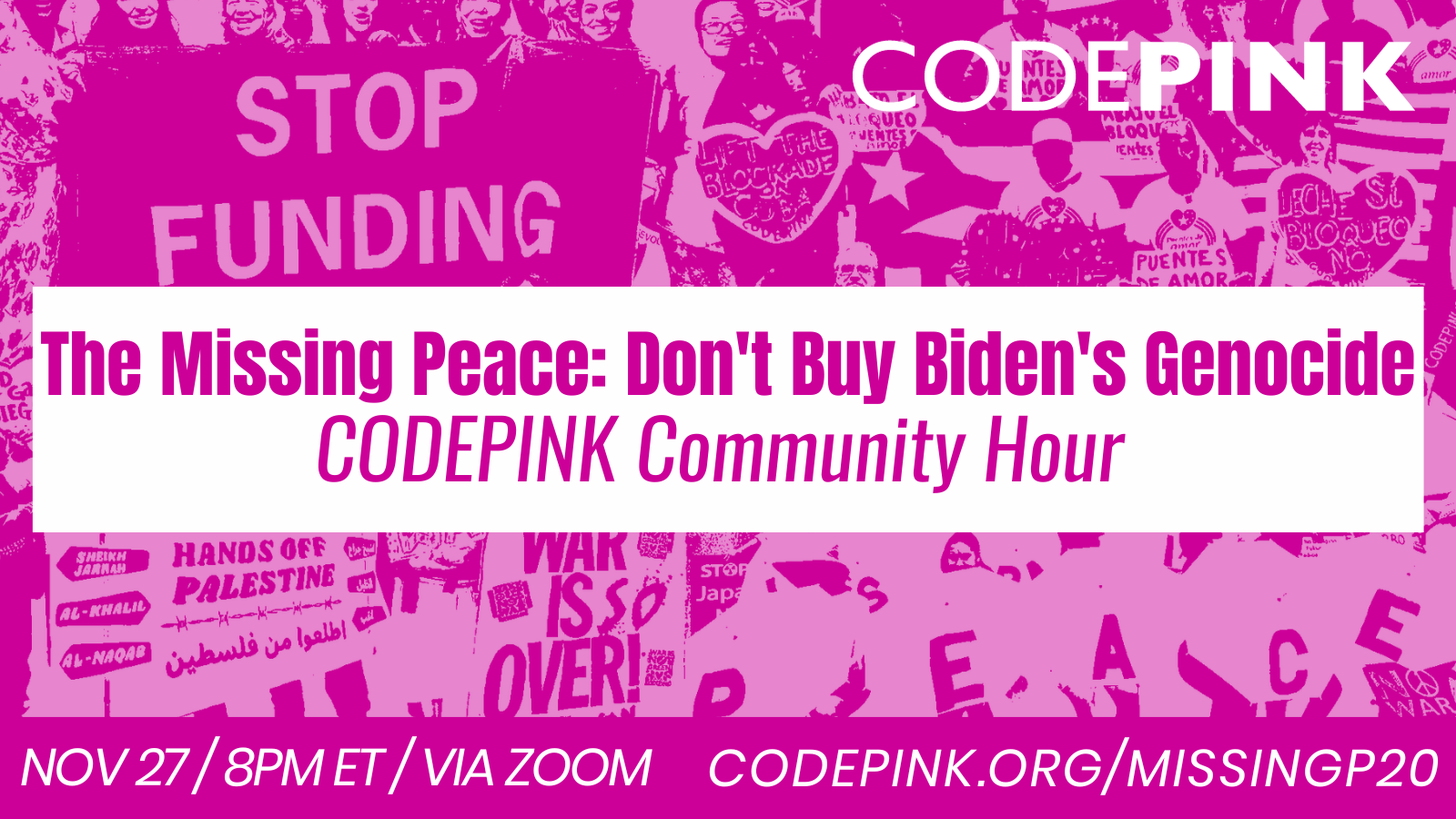 CodePink "Missing Peace Mondays" @ RSVP