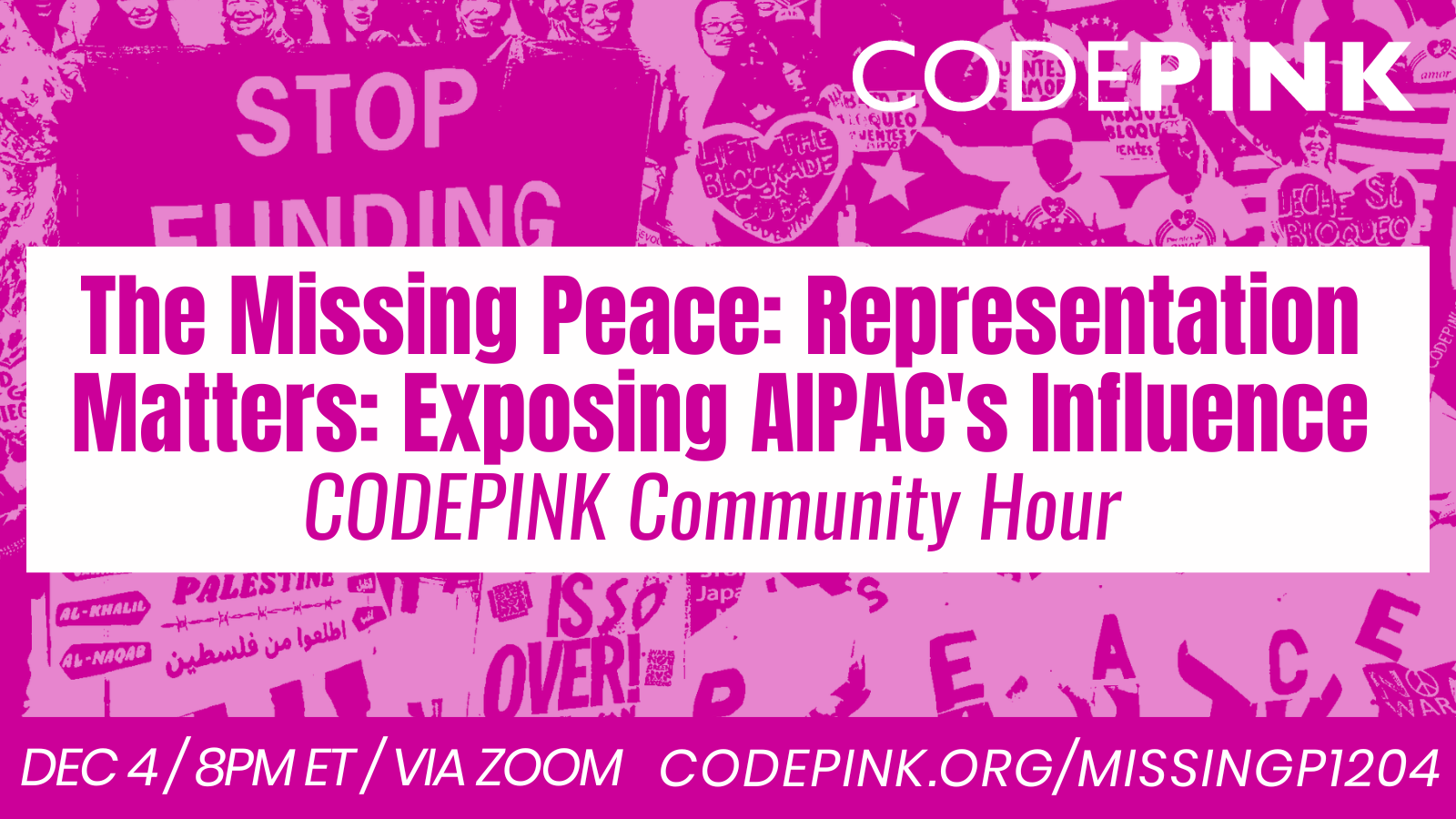 CodePink: "Missing Peace Mondays" @ RSVP