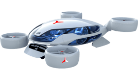 Bartini's eVTOL design, with eight tilting, coaxial ducted rotors, promises 550-km (342-mi) ranges and 300-km/h (186-mph) speeds thanks to HyPoint's turbo air-cooled hydrogen fuel cell powertrains