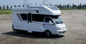 A bit more rounded around the edges than other motorhomes, the Hyundai Porest has a clean look