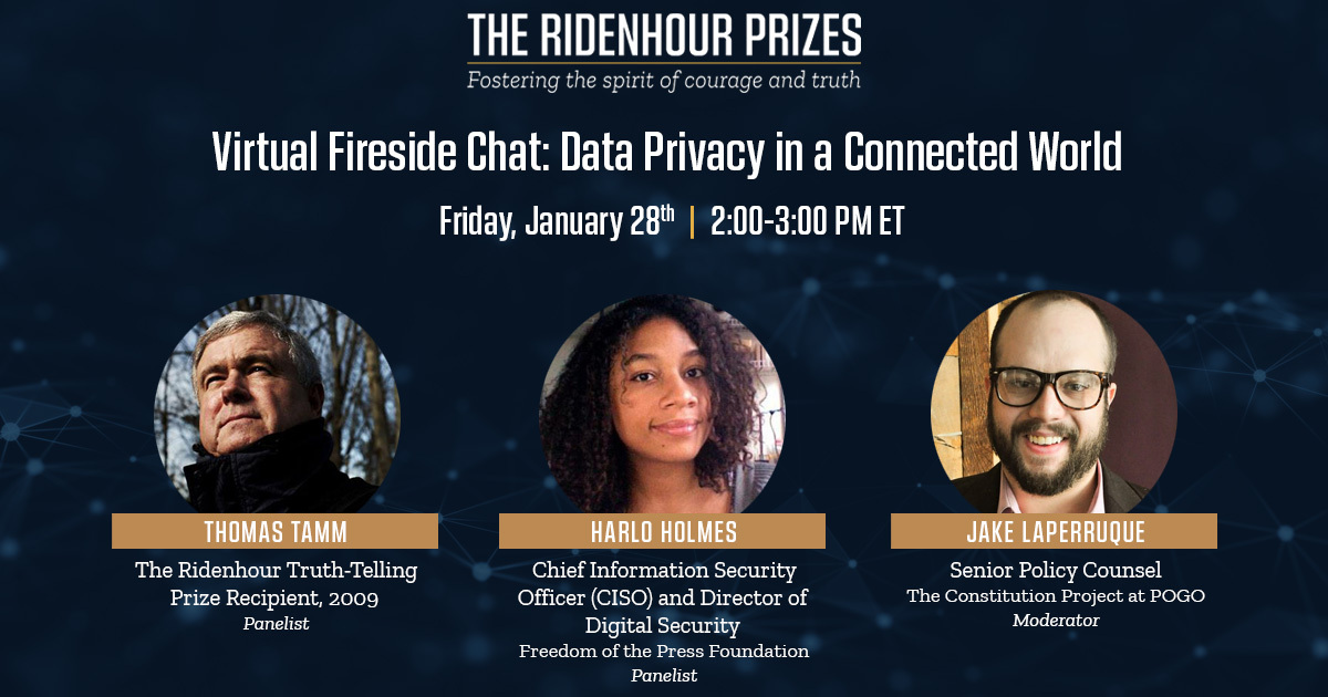 Watch POGO and The Ridenhour Prizes first-ever Fireside Chat on Data Privacy in a Connected World.