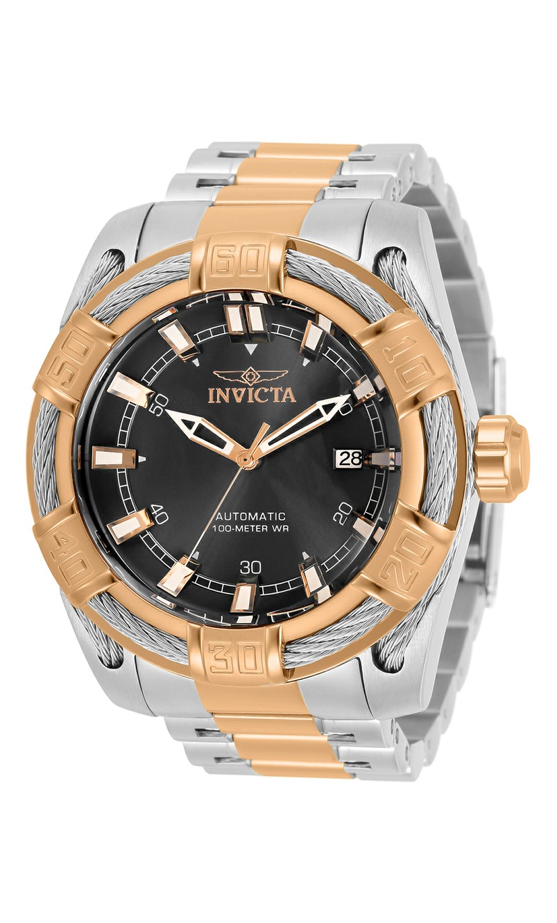 Invicta Bolt Automatic Mens Watch - 51mm Stainless Steel Case, SS/Cable Band, Steel, Rose Gold (33337)