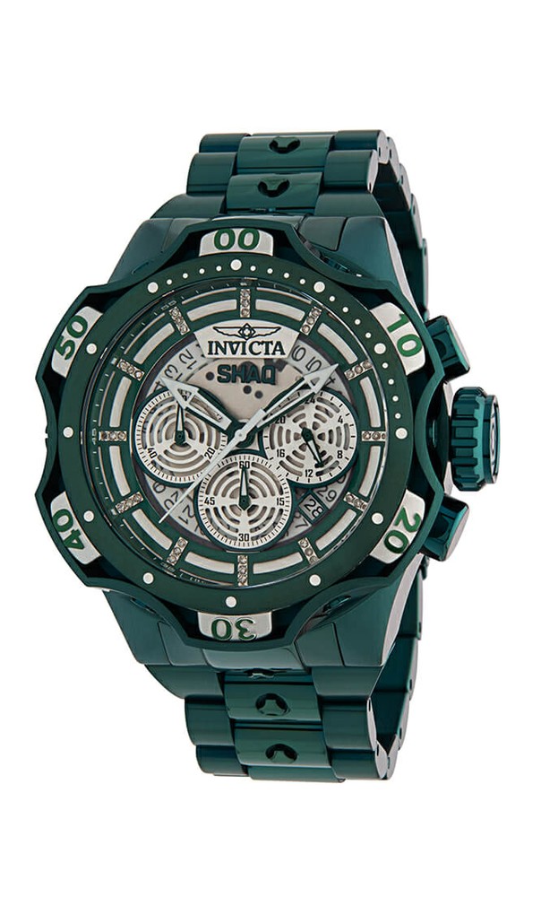 Invicta SHAQ Mens Watch w/ 0.15 Carat Diamonds - 52.5mm Stainless Steel/Aluminum Case, Stainless Steel Band, Green (34644)