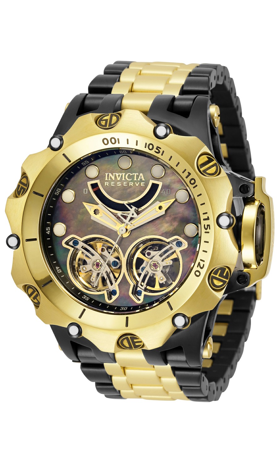 Invicta Reserve Venom Automatic Mens Watch - 51mm Stainless Steel Case, Stainless Steel Band, Black, Gold (33555)