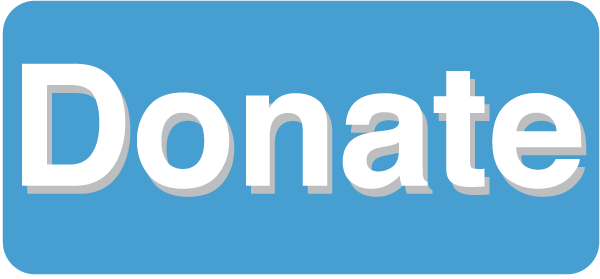Blue button with text reading "donate"