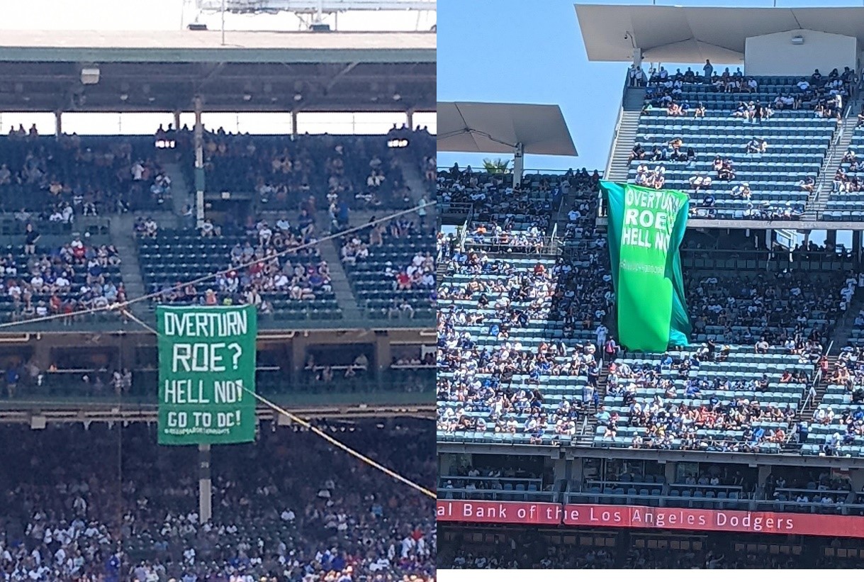 Chicago and Los Angeles banner drops