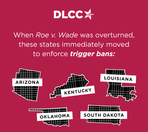When Roe v. Wade was overturned, these states moved to enforce trigger bans: AZ, KY, LA, OK, SD. And by the end of this month, abortion will likely be illegal in all of these states: ID, WY, ND, TN, MS, WI, WV, AL, OK, MO, TX, AK