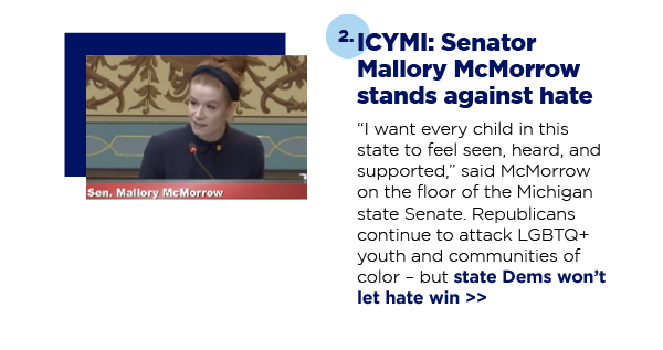 2. ICYMI: Sen. Mallory McMorrow stands against hate