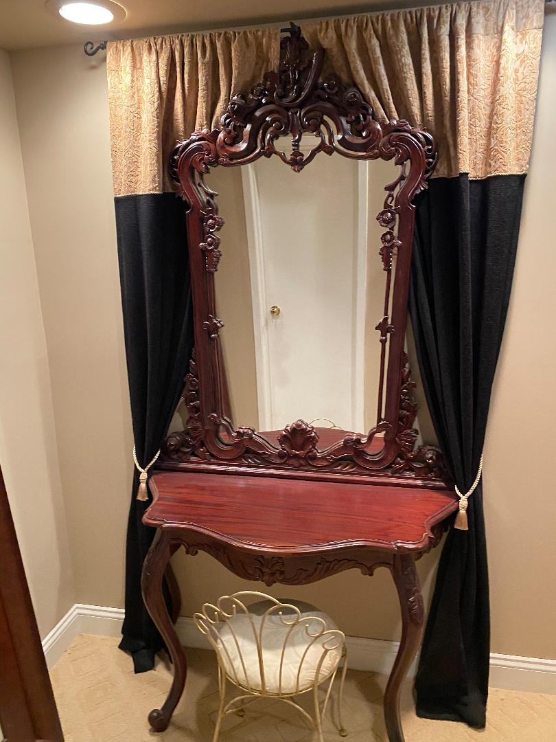 Vanity with mirror curtains not included. 125