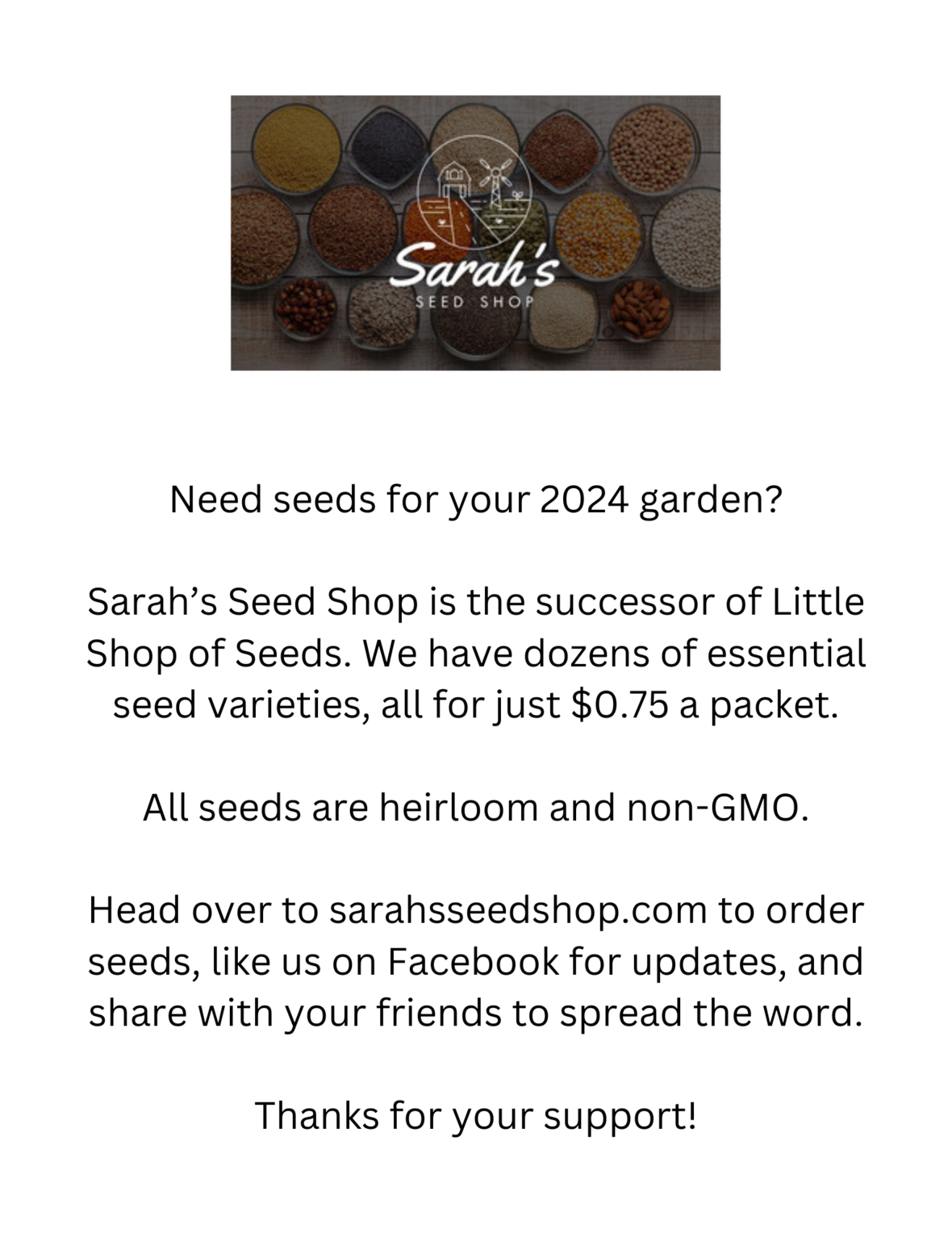Sarah s Seed Shop flyer 1 