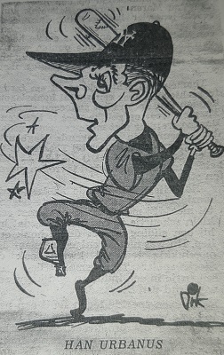 A caricature of Han Urbanus, made by the well-known draftsman Dik Bruijnesteijn - © Private collection, owned by the Urbanus family