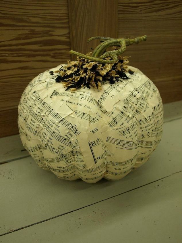 s 13 popular ways to decorate a pumpkin with little or no carving, Mog Podge music note sheets