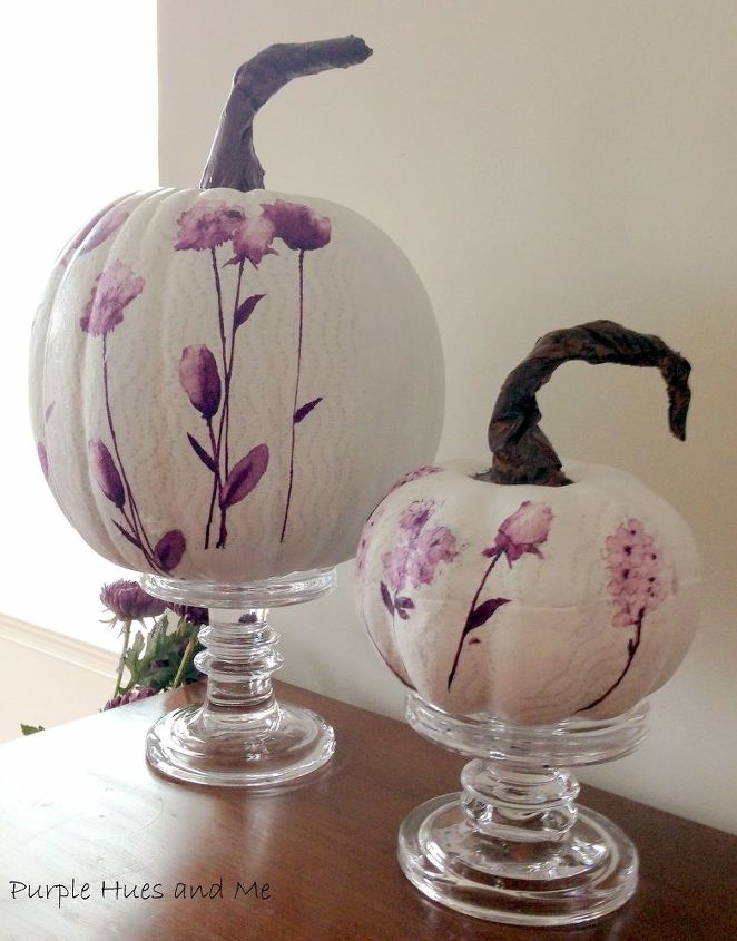 s 13 popular ways to decorate a pumpkin with little or no carving, Cover pumpkins with pretty paper napkins