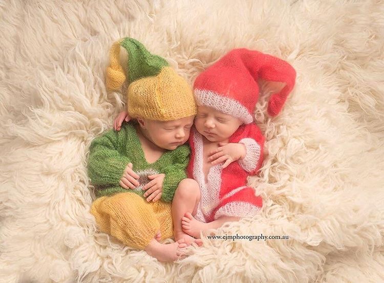Image result for Newborns Wearing Knitted Christmas Outfits