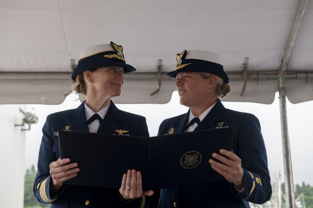 Coast Guard spouses transfer command