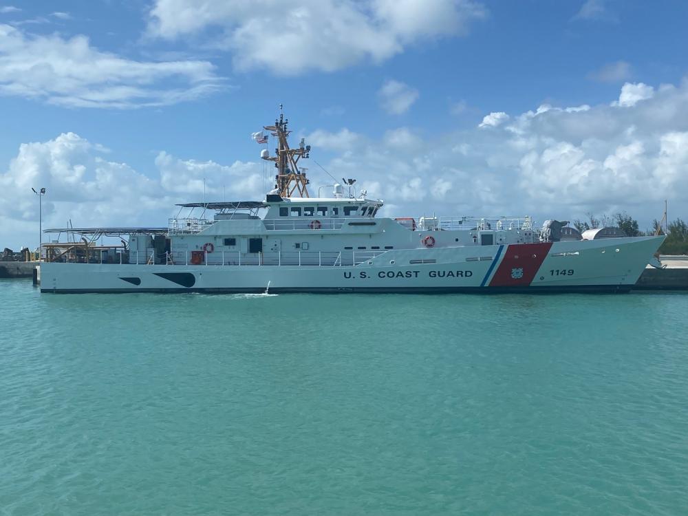 The Coast Guard accepts delivery of 49th Fast Response Cutter Douglas Denman, in Key West, Florida, May 26, 2022. The cutter will be homeported in Ketchikan, Alaska. (U.S. Coast Guard photo)